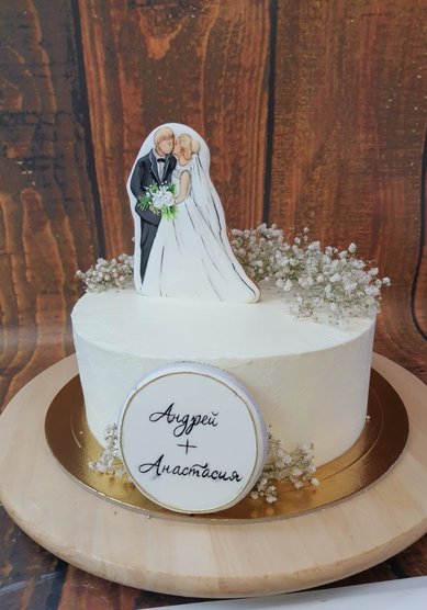 Торт на свадьбу Торт свадебный с молодоженами (к128815) - Компания кондитерская Глазурь...