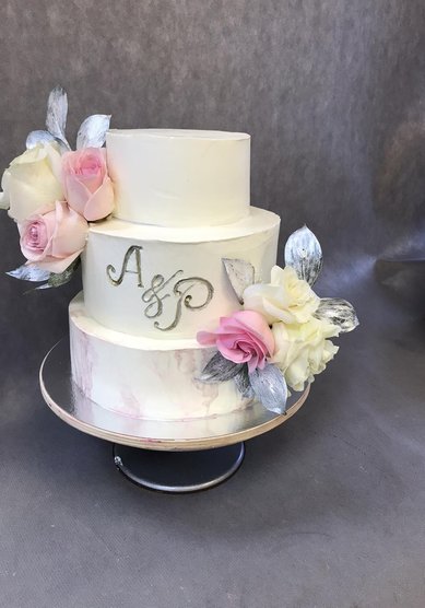 Свадебный торт Торт свадебный с цветочным оформлен (к128828) - Компания кондитерская Глазурь...