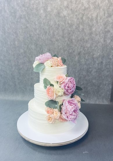 Свадебный торт Торт свадебный с цветочным оформлен (к128830) - Компания кондитерская Глазурь...