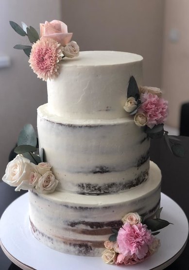 Торт на свадьбу Торт свадебный с цветочным оформле (к128835) - Компания кондитерская Глазурь...