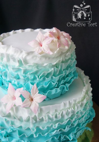 Торт на свадьбу Мятный торт с рюшами (C35903) - Эксклюзивные торты на заказ Creative Tort Людмилы Zайцевой...