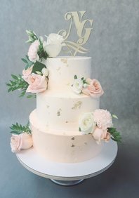  «Торт свадебный с цветочным оформлен» (к128829)