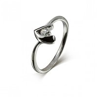 Помолвочное кольцо З3484 из белого золота, гладкое