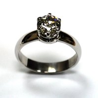 Помолвочное кольцо С3495 из белого золота, гладкое