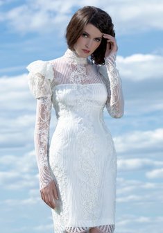 Вечернее платье К30395. С прямой юбкой, короткое без шлейфа.