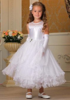 Детское платье К30421. С пышной юбкой, длинное без шлейфа.